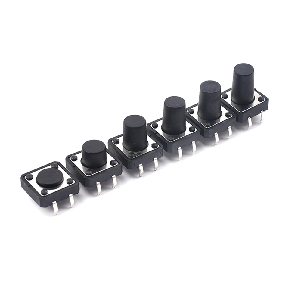 50PCS/LOT 12*12mm Tact Switch Push Button Switch 12V Copper 4PIN DIP Micro For TV/Toys/Home Use Button 12x12x4.3/5/6/7-12