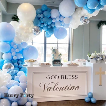

127pcs White Pastel Macaron Blue Balloons Garland Arch Kit Silver foil Balloons Wedding Birthday Party Decoration Baby Shower