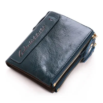 Blue LADSOUL Unisex Fashion Vintage Wallet Multi-function Men's Wallet Vintage Men's Wallet PU Leather Zipper Short Wallet - Цвет: Blue