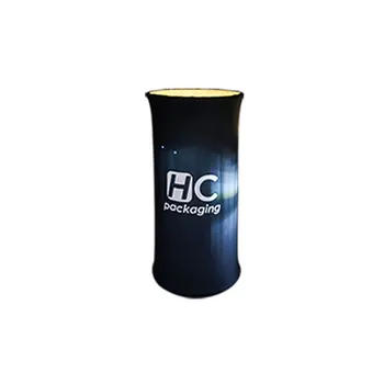 

cylinder shape well-received Trade Booth Advertising Tension Fabric Foldable LED Reception Counter wood board