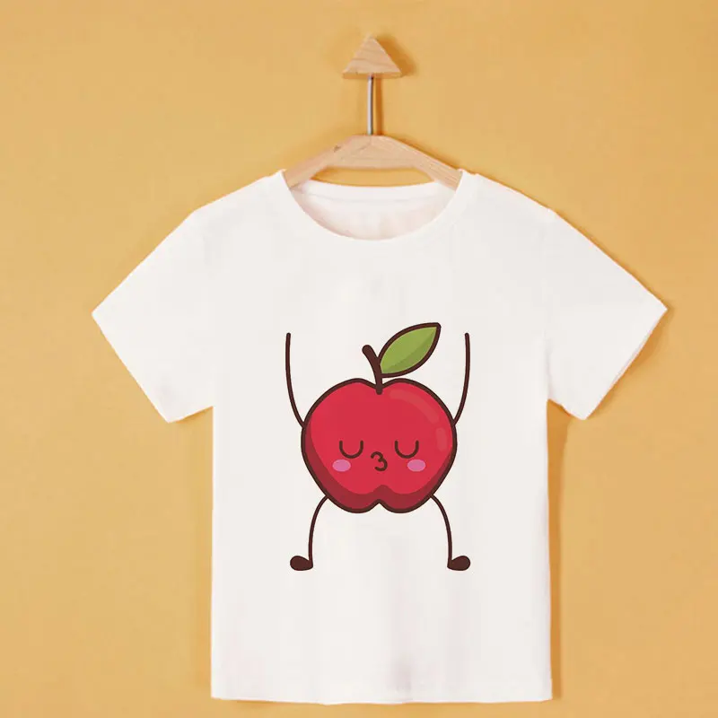 Новинка; Kawaii; футболки для мальчиков с рисунком авокадо, манго, арбуза; рубашка для маленьких детей; футболка с короткими рукавами; милая детская футболка для девочек