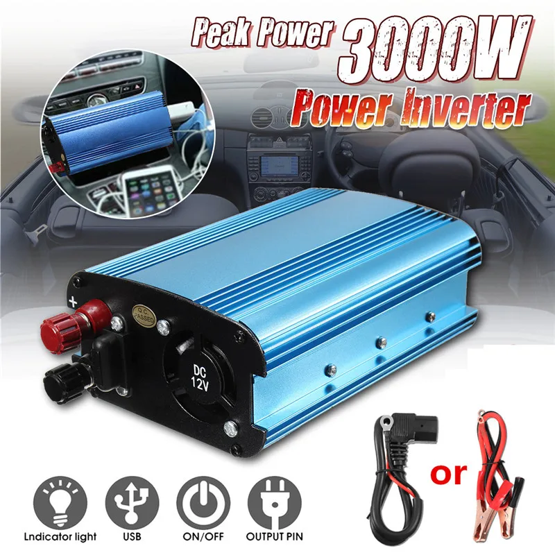 Инвертор 3000 Вт ac/DC 12/24 V/48V/60V до 220V Солнечный Мощность инвертор Напряжение