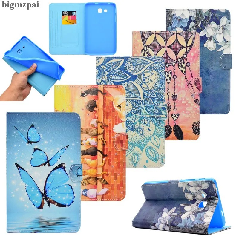 

Slim Ultralight Colorful Painted Tablet Case For Samsung Galaxy Tab 3 Lite 7.0 T110/T111 7" PU Leather Flip Stand With Card Solt
