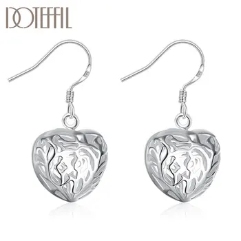 

DOTEFFIL 925 Sterling Silver Heart-Shaped Geometric Hollow Earrings Charm Women Jewelry Fashion Wedding Engagement Party Gift