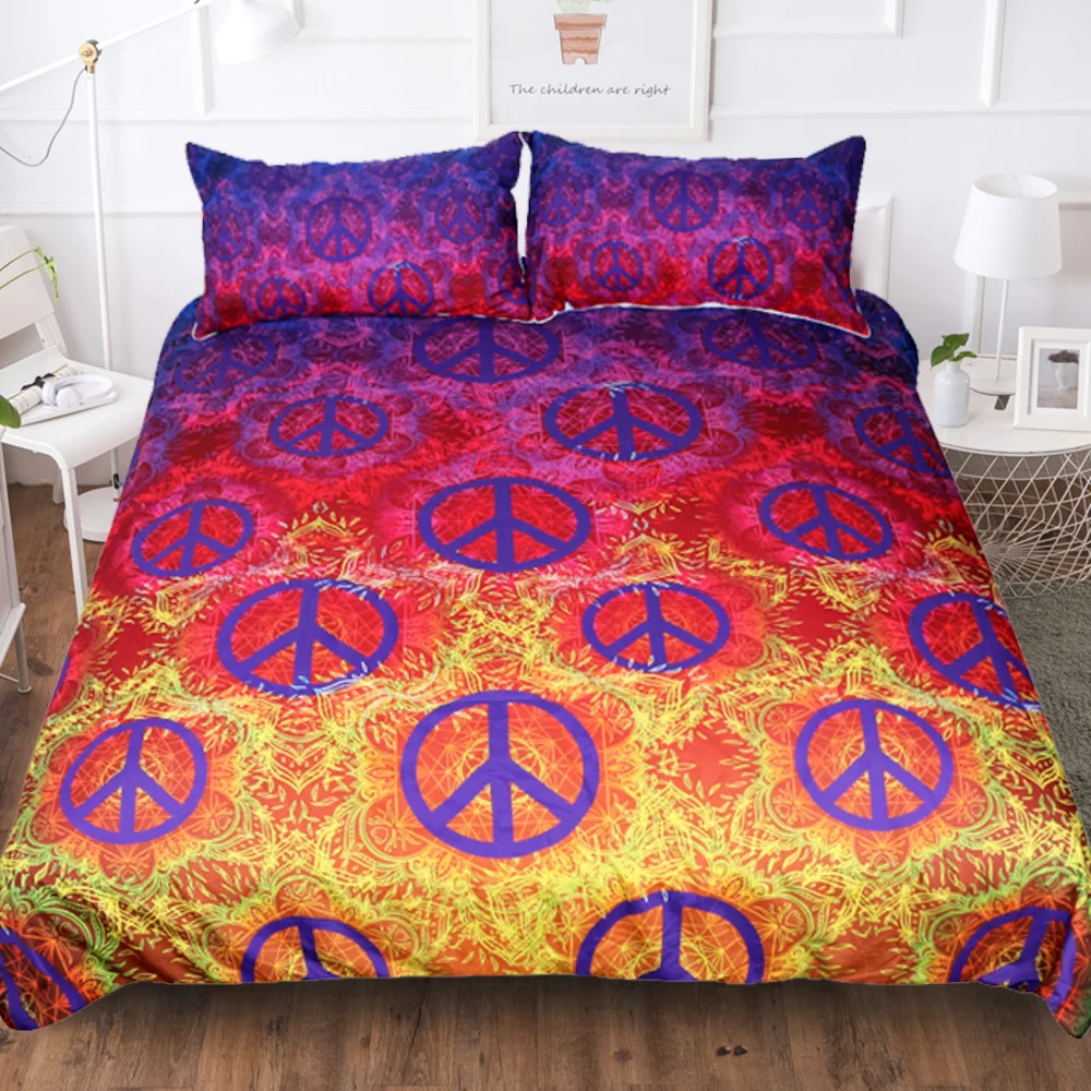 

Colorful Bedding Set Splash Quality Cover Home King Queen Size Soft White Duvet Cover and Pillowcase