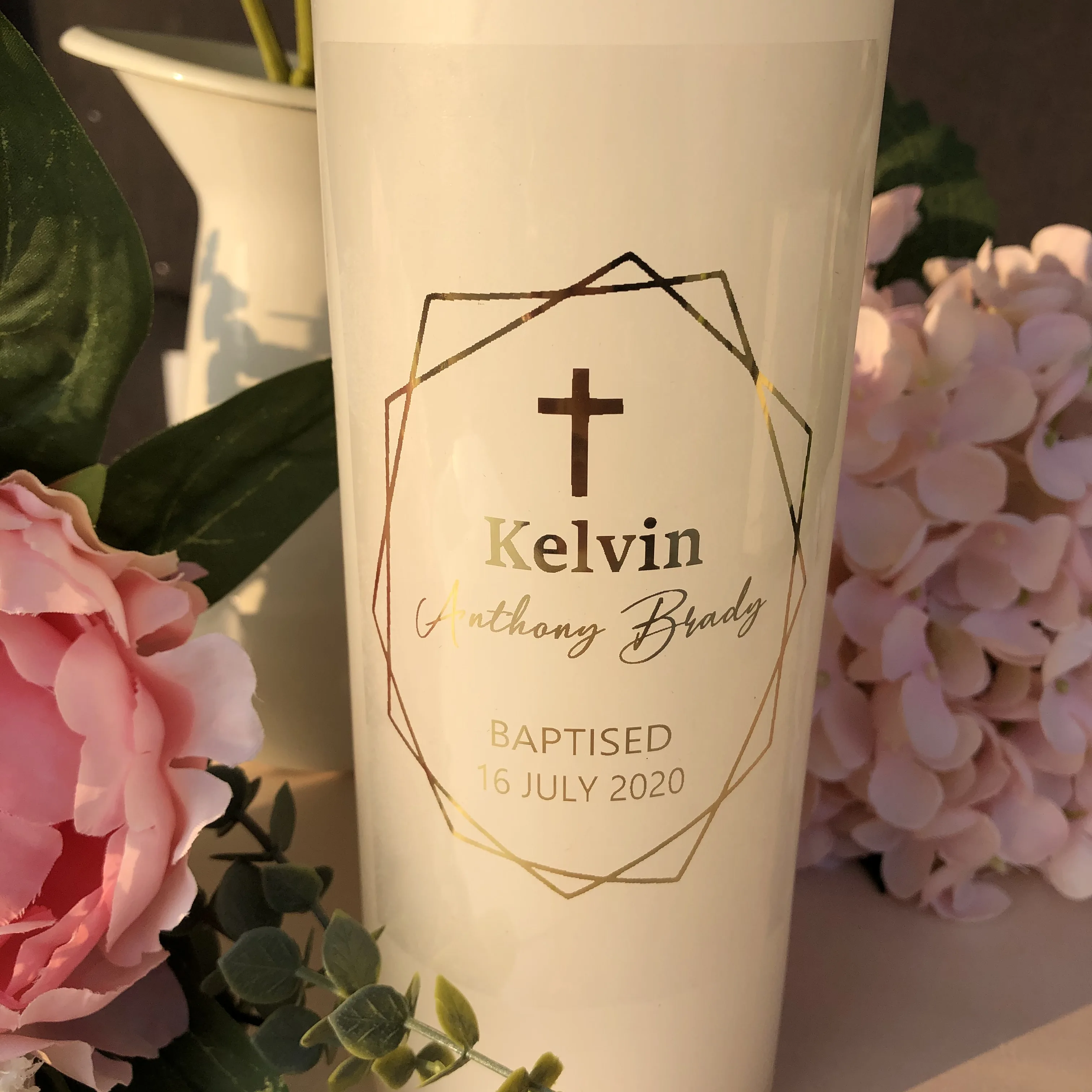 1 Пользовательские Крестильные наклейки для свечей Персонализированные