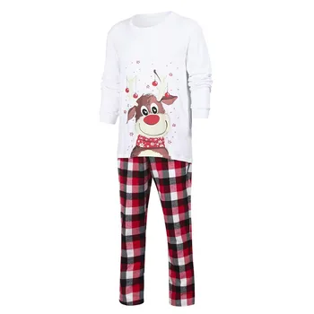 

Family Pajamas Set Dad Christmas Long Sleeve Tops+plaid Print Pants Xmas Family Clothes Pajamas Suit Winter Sleep Clothes #T1G