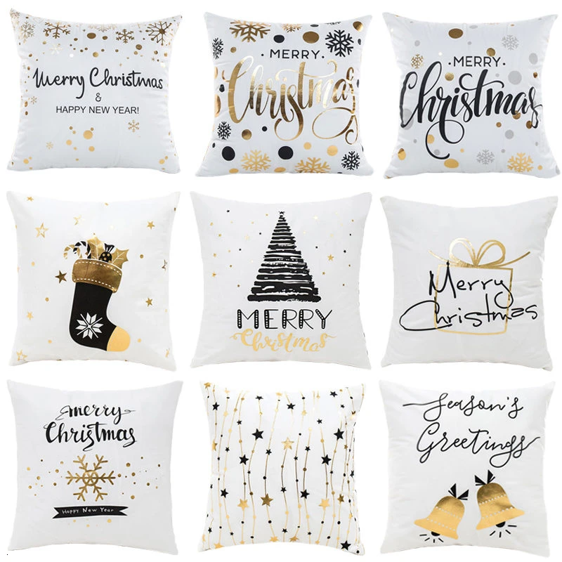 

Bronzing Cushion Cover Pillow Christmas Luxury Gold Decorative Pillowcase Cojines Decorativos Para Sofa Housse De Coussin 40526