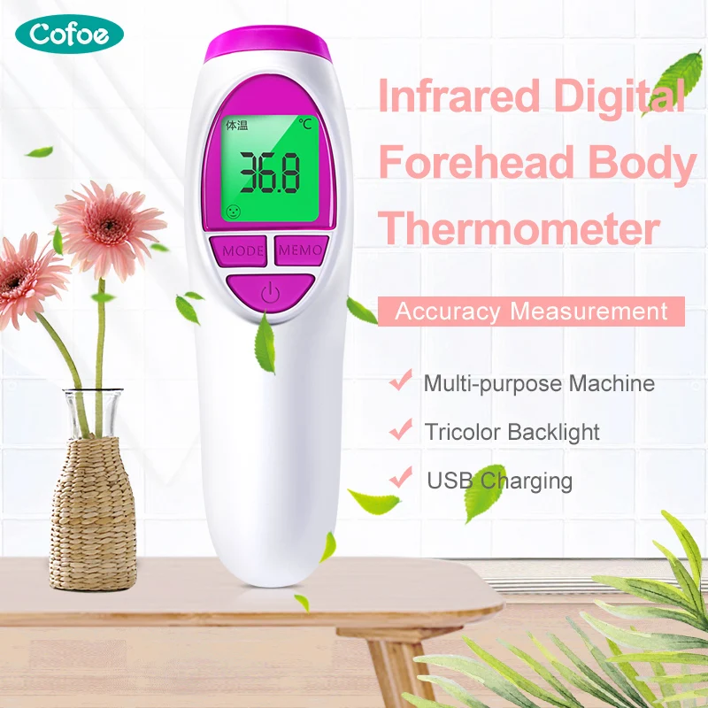 

Cofoe Infrared Forehead Thermometer Non-contact Muti-fuction Baby/Adult USB Charging Digital Temperature Measurement Device