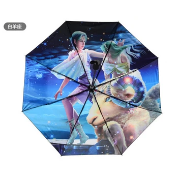 

NEW Umbrella Big Black Glue Sun Protection Umbrella Women Twelve Constellations Print Anti-UV Umbrella Girl Rain Umbrella Gifts