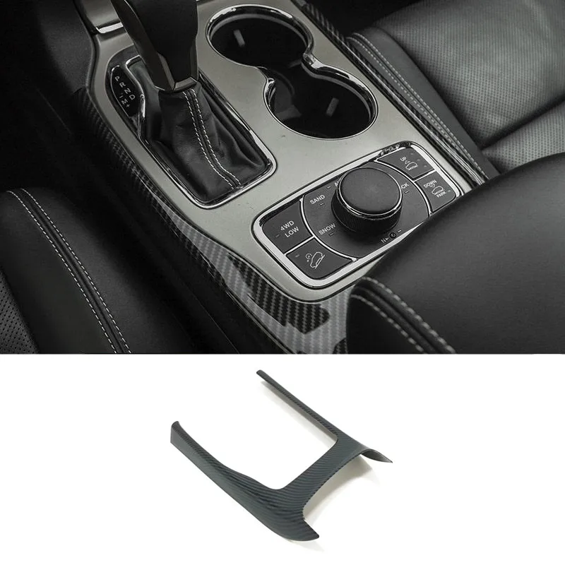 

2014 15 16 2017 For Jeep Grand Cherokee ABS Carbon Fiber Car Gear Shift Knob Frame Panel Decoration Cover Trim Accessories 1pcs