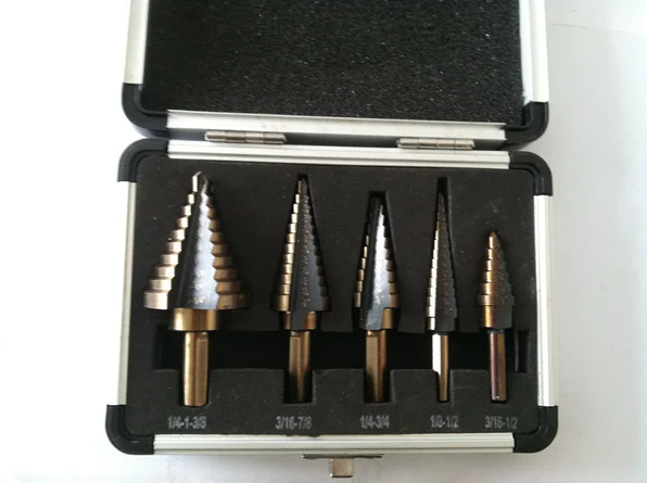 Набор ступенчатых Сверл с треугольным и круглым хвостовиком Fixmee 5x HSS4241 в коробке |