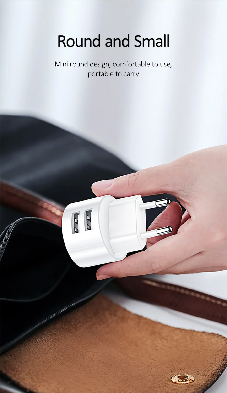 USAMS 5V 2.1A Min EU UK US Plug Mobile Phone Charger for iPhone Samsung Huawei iOS Android 2 Ports White Travel Wall Charger usb c 20w