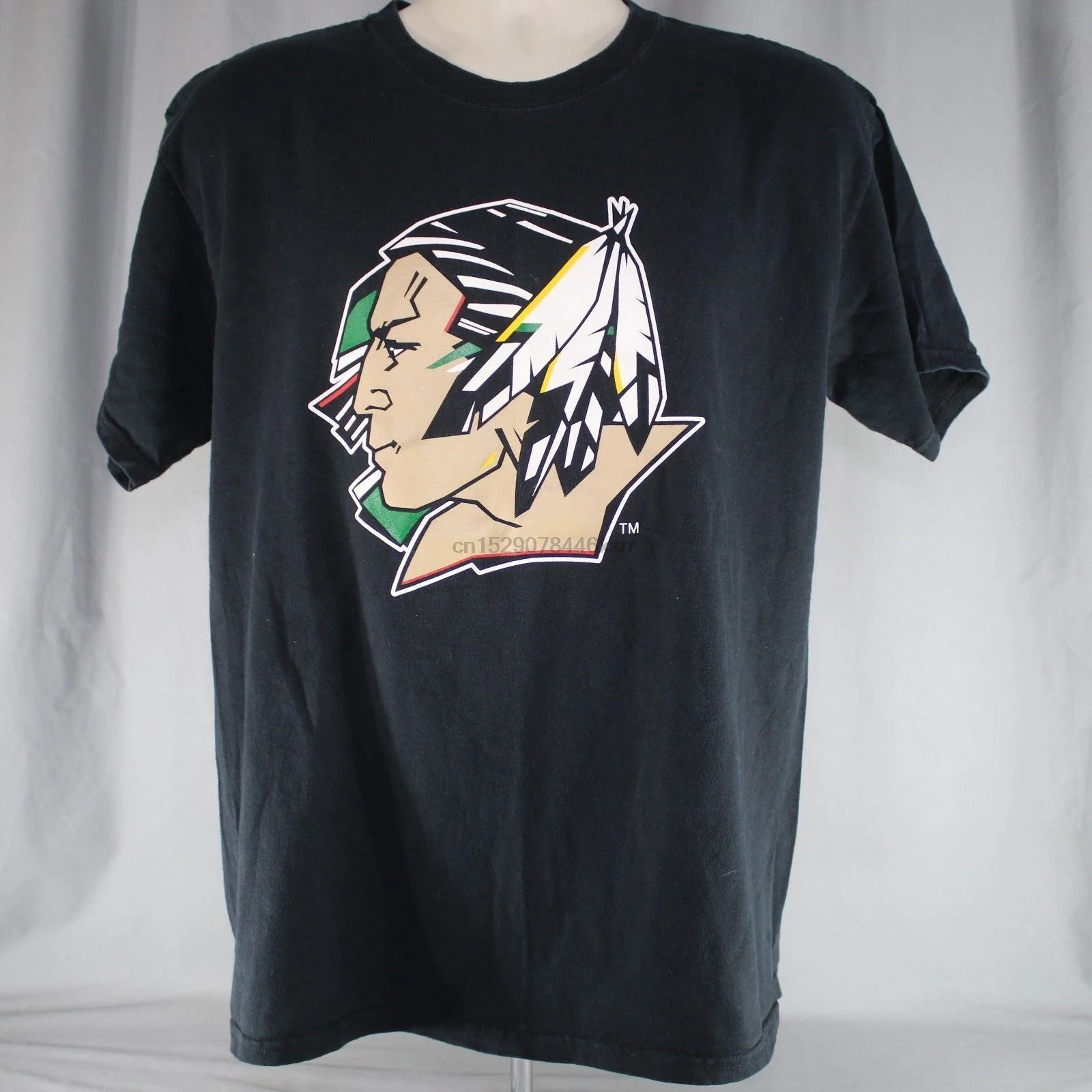 

University Of North Dakota Fighting Sioux Large Black Top Quality Cotton Casual Men T Shirts Free Shipping