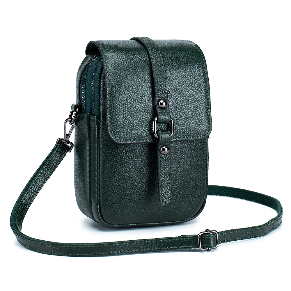 Dark green Сумка для мобильного телефона для женщин, карман для телефона, Сумки из натуральной кожи, сумка на плечо, женские сумки через плечо, маленькие сумки для телефонов Bolsa - Цвет: Dark green