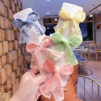 

2020 New Spring Korean Simple Cute Colorful Mesh Adjustable Rabbit Ears Duckbill Clip for Sweet Princess Girl Hairpins Headwear