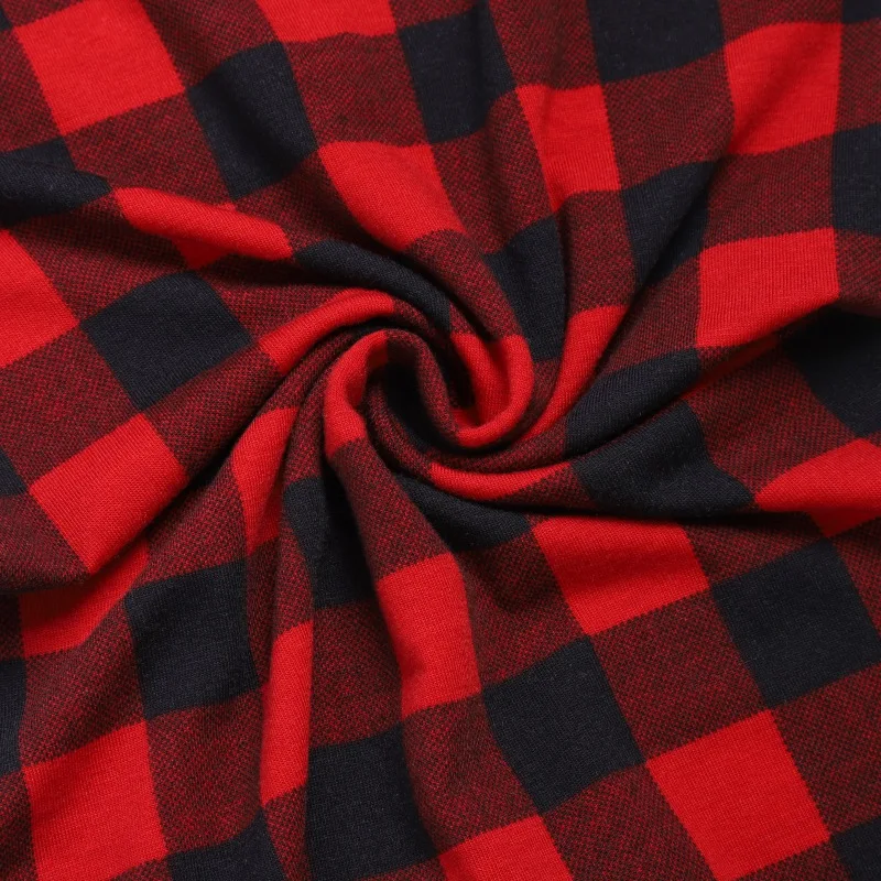 Christmas Matching Family Clothes Homewear Black And Red Plaids Leisure Pajamas For Mom, Dad, Kid, Baby Red XXL
