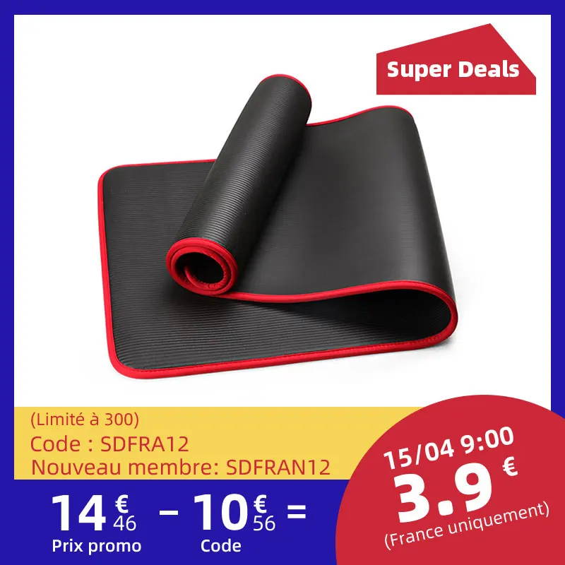 Yoga-Mat Fitness Non-Slip Esterilla Thickened Pilates Sports 10mm NBR 10mm