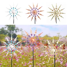 

Metal Colorful Sun flower Windmill Hollow Wind Spinner 360° Rotating Lawn Art Stake for Outdoor Creative Garden Backyard Decor