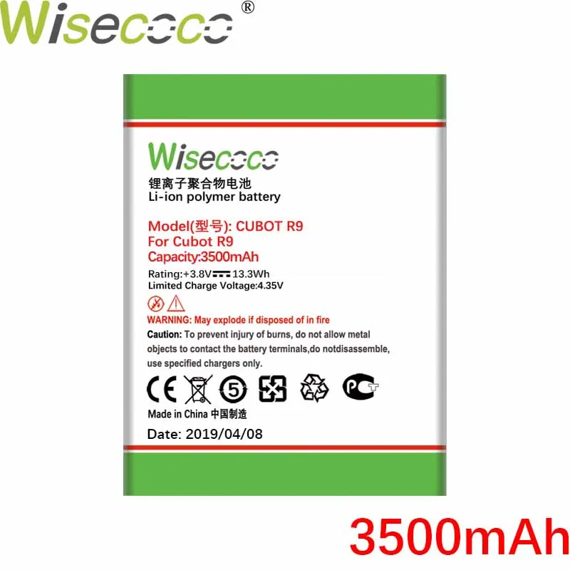 Wisecoco 3500 мАч CUBOT R9 для телефона CUBOT R9 последние продукты высокое качество батареи+ номер отслеживания