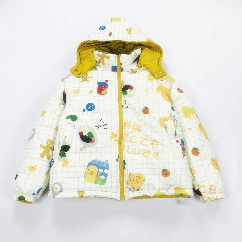 Женское утепленное пальто из хлопка на молнии с рисунком Двусторонняя одежда