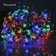 Солнечный светодиодный гирлянды садовый светильник из цветков персикового дерева Водонепроницаемый сад Пейзаж лампы декоративные фонари рождественские товары