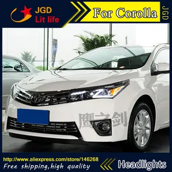 

Free shipping ! Car styling LED HID Rio LED headlights Head Lamp case for Toyota Corolla 2014 Bi-Xenon Lens low beam