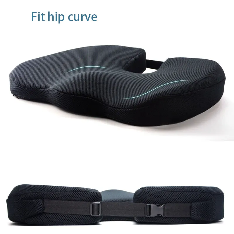 Comprar Cojín de espuma de memoria antideslizante, almohadilla de asiento de coche cómoda ajustable, cojines de refuerzo para asiento de coche adulto para oficina hogar Auto negro