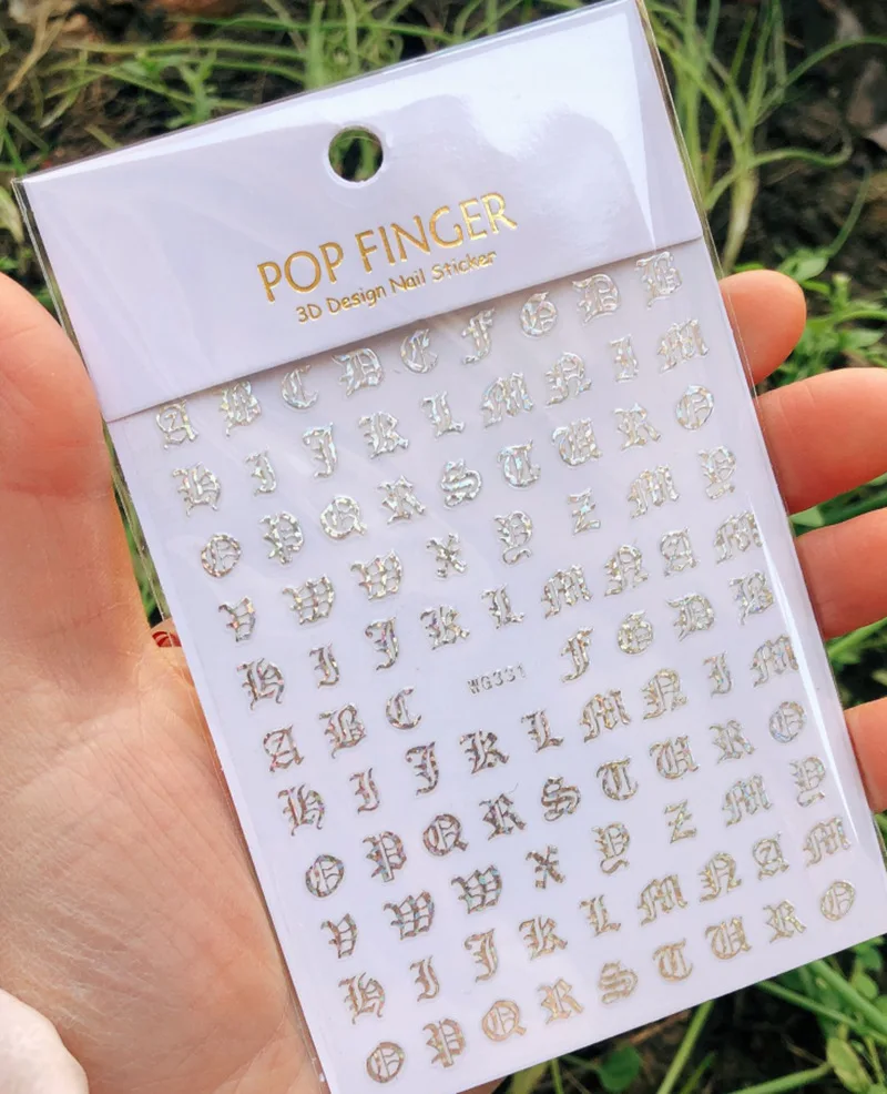 1PCS Multi-Color Laser Reflective Alphabet Nail Art Sticker Kit