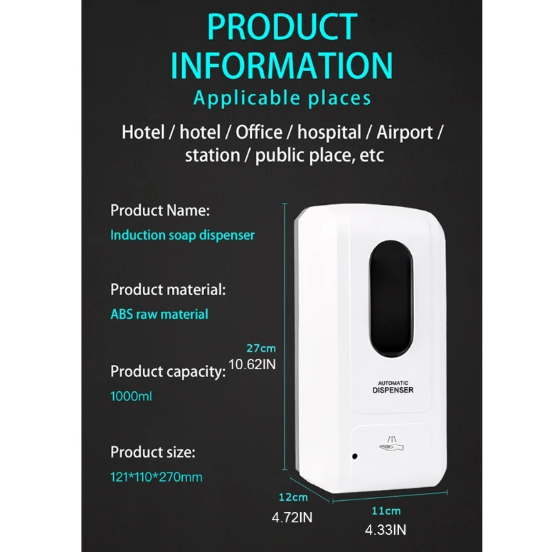 

Автоматический Диспенсер дезинфицирующего средства для рук, фотоаппарат 1000 мл, Бесконтактный U2JD