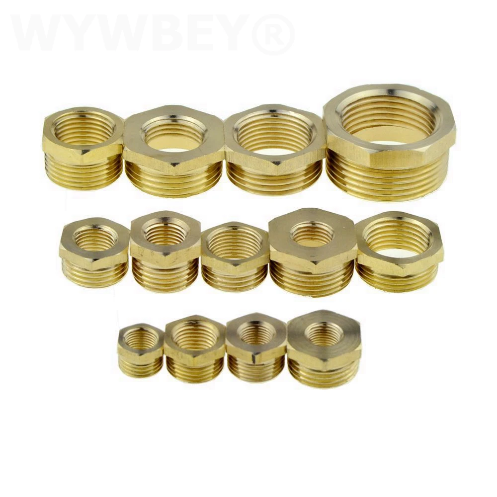 Brass Hex Bushing Reducer Pipe Fitting 1/8 1/4 3/8 1/2 3/4 F to M Threaded Reducing Copper