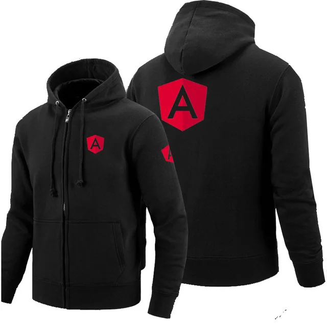 Толстовки на молнии с логотипом AngularJS, флисовая толстовка с капюшоном и длинным рукавом, мужская куртка на молнии, Толстовка g