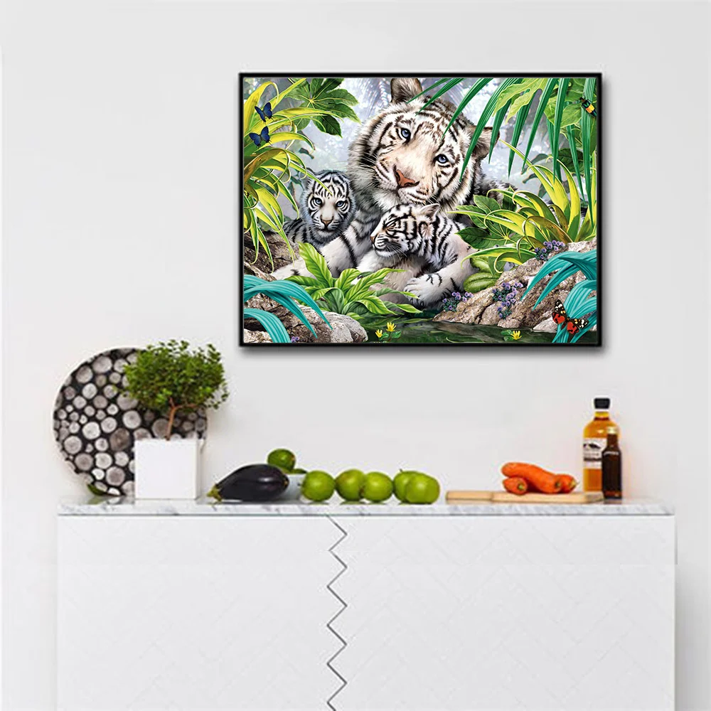 YSCOLOR Diamond Painting 5D Foresta Tigre - Kit Completo Con Tela 30x40cm, Diamanti Rotondi E Penna - Fai Da Te Rilassante - 5