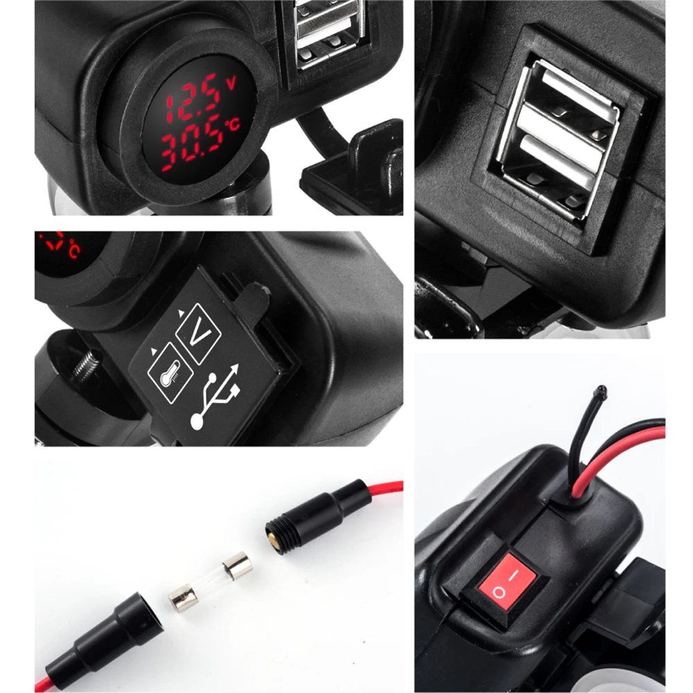 Зарядное устройство для мотоциклов с двумя USB портами и функцией быстрой