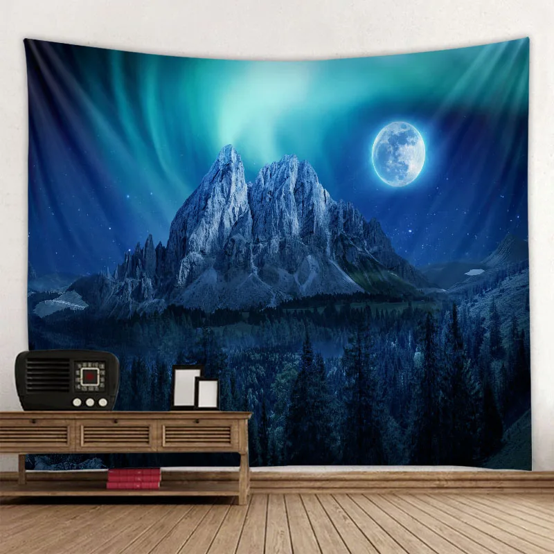 Milky Way Night Sky Tapestry Moon Night Starry Sky Landscape Tapestry Bohemian Psychedelic Home Living Room Bedroom Decoration Tapestry Decor