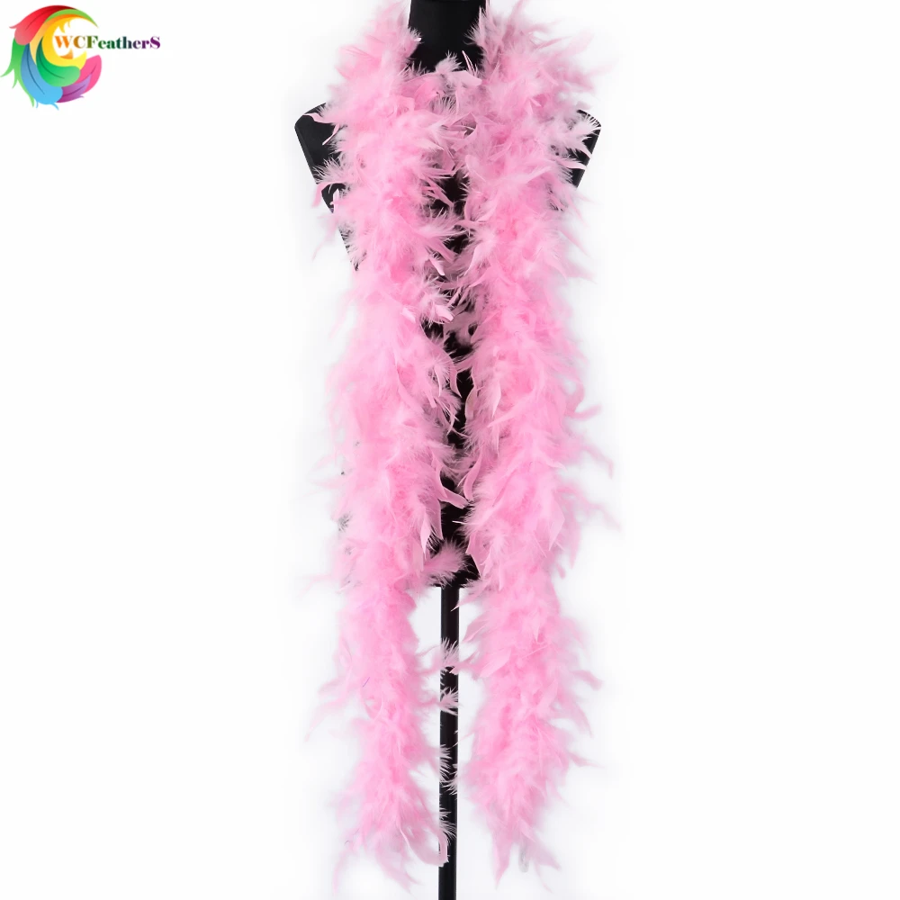 WCFeatherS 60 грамм Fulffy окрашенная розовая индейка Перья Марабу Боа на праздник, украшение для платья отделка перьев 2 метра
