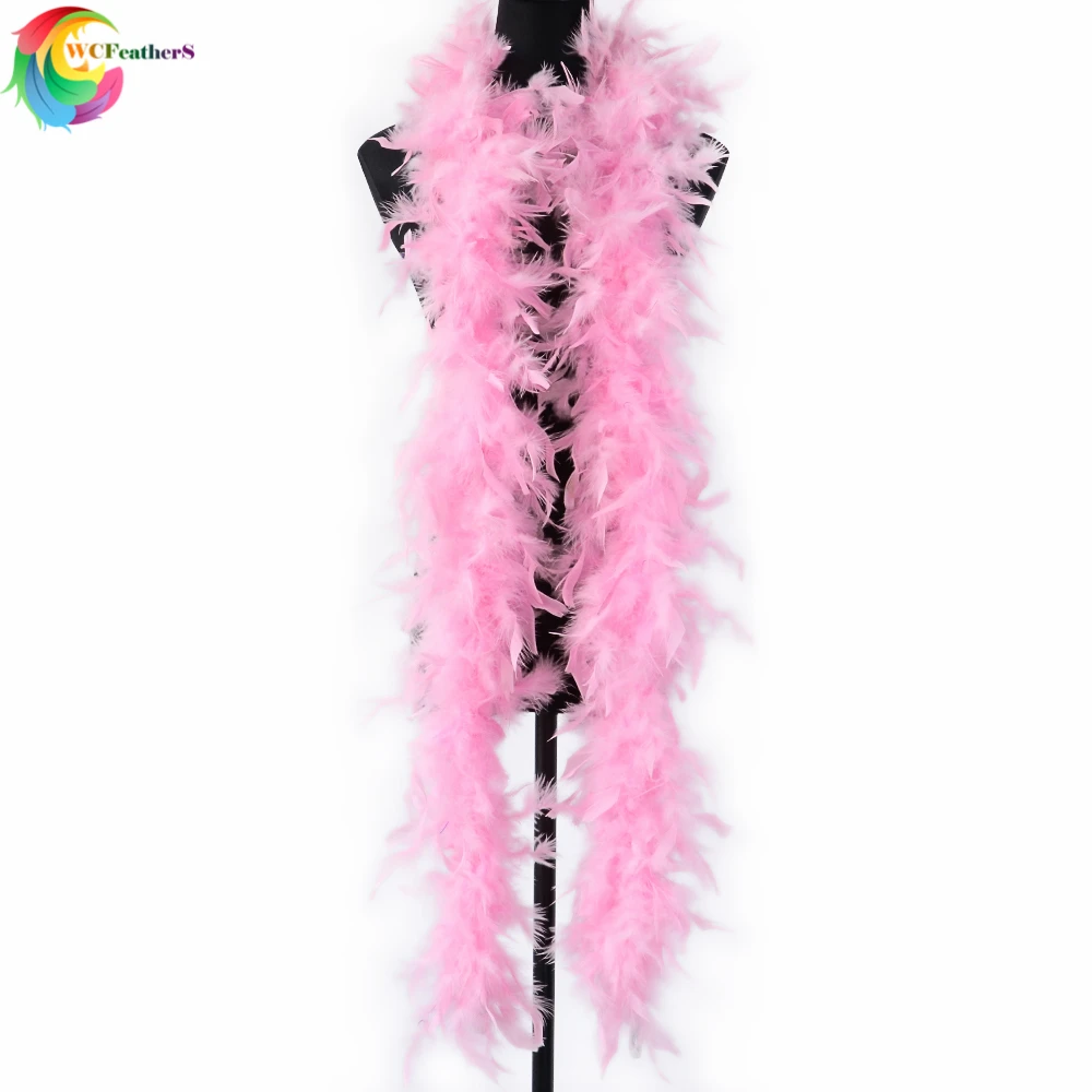 

WCFeatherS 60gram Fulffy Dyed Pink Turkey Marabou feather Boa Party Dress Decoration feathers Trim 2meters