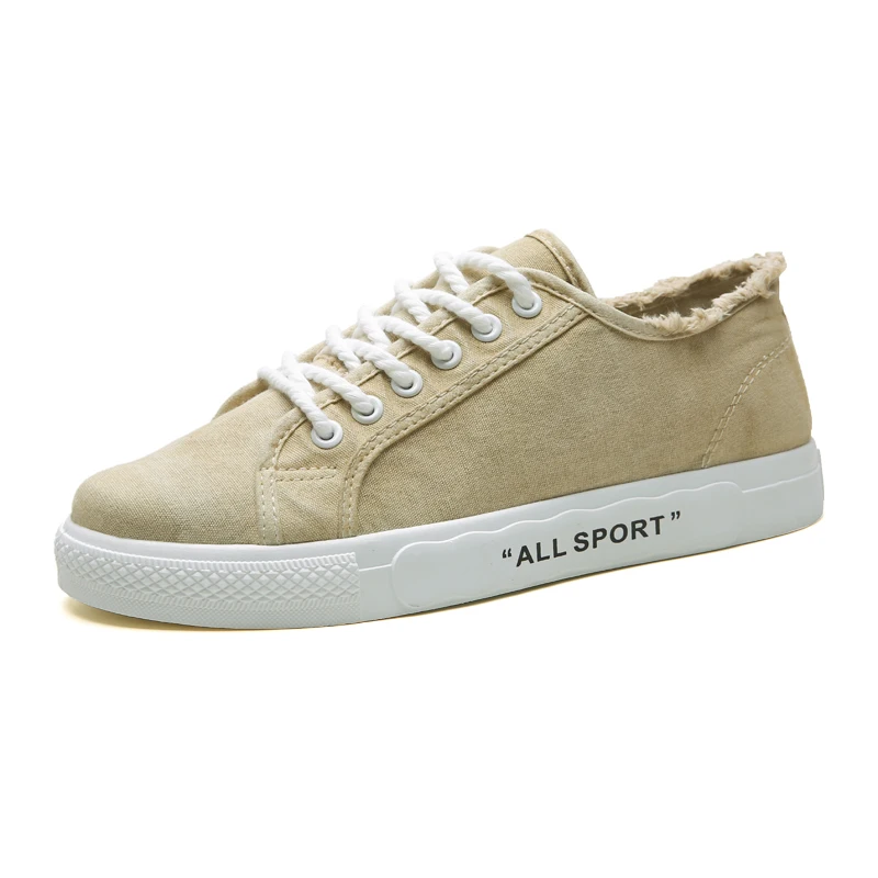 Men Luxury Casual Canvas Shoes Comfortable Korean Canvas Casual Shoes New Trend Student School New Cool Sneakers Canvas - Color: Beige