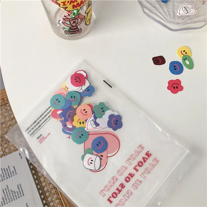 SIXONE 110 Pc Ins Creative Cute Label Stickers Smiling Face Expression Pack Foodie Stickers Handbook Material Decorative Sticker