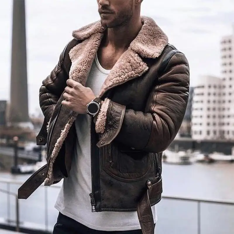 KIOVNO Men Winter Leather Jackets And Coats Fleece Thicken Jackets Outwear For Male Clothing Size S-3XL Windbreak (1)