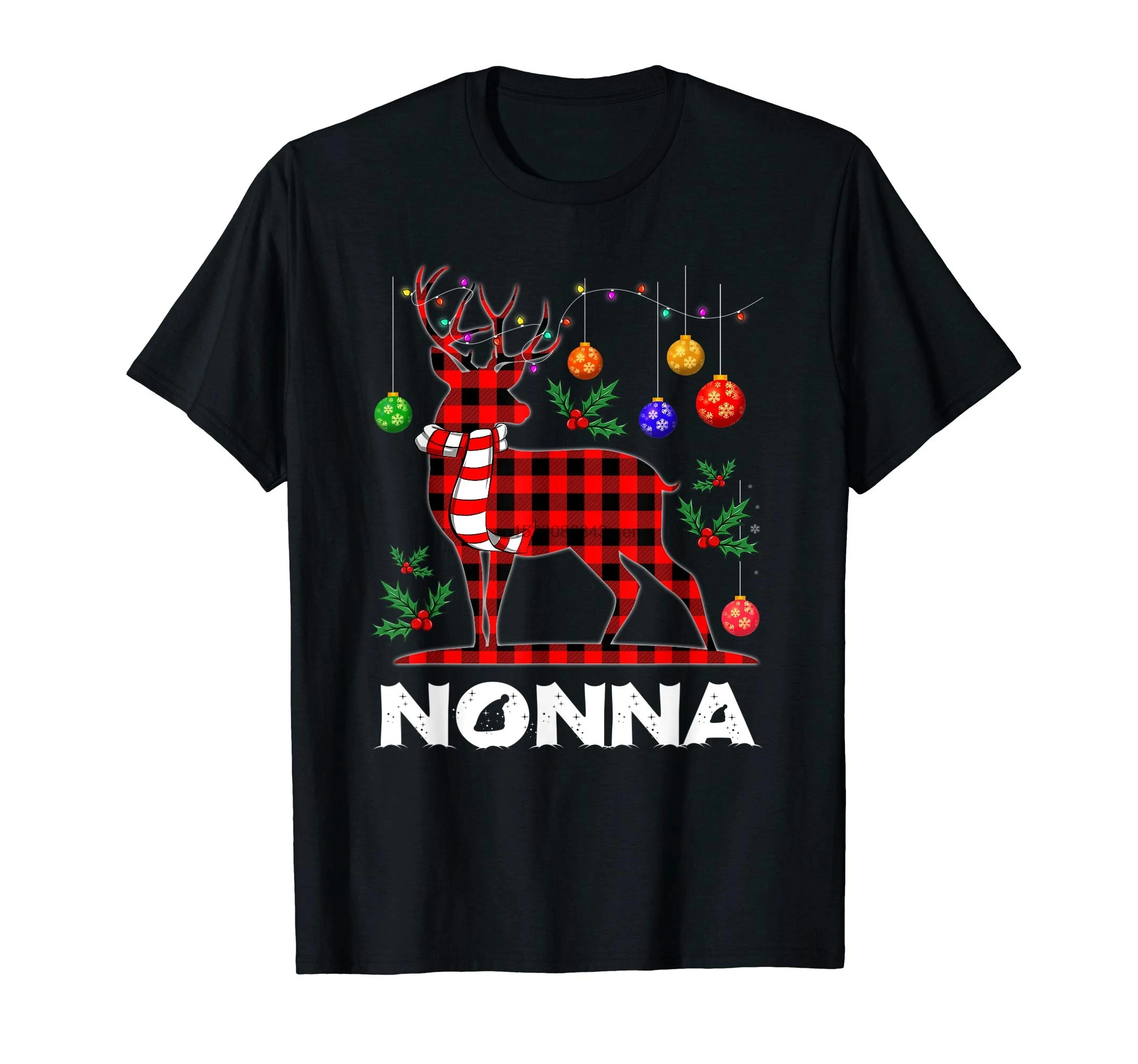 Nonna/клетчатая Пижама с оленем одинаковая семейная Рождественская футболка