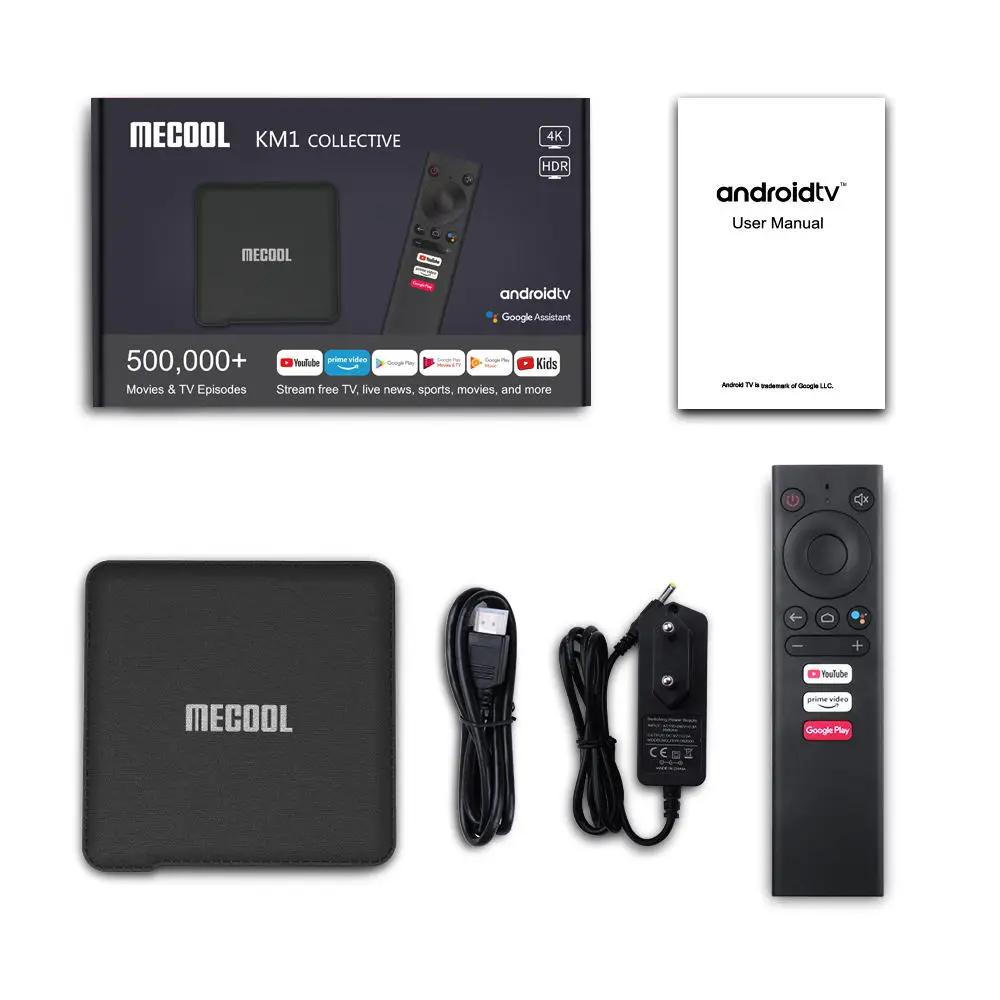 Mecool Google Сертифицированный KM1 Andriod 10 0 4G 64G Amlogic S905X3 A TV box Dual Wifi 4K Voice Android tv Youtube smart