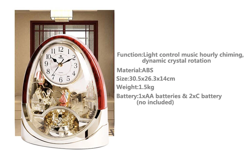 Европейские Большие Настольные часы с ежечасным колокольчиком винтажные Ретро 3D настольные украшения Спальня динамический Кристалл вращения настольные часы