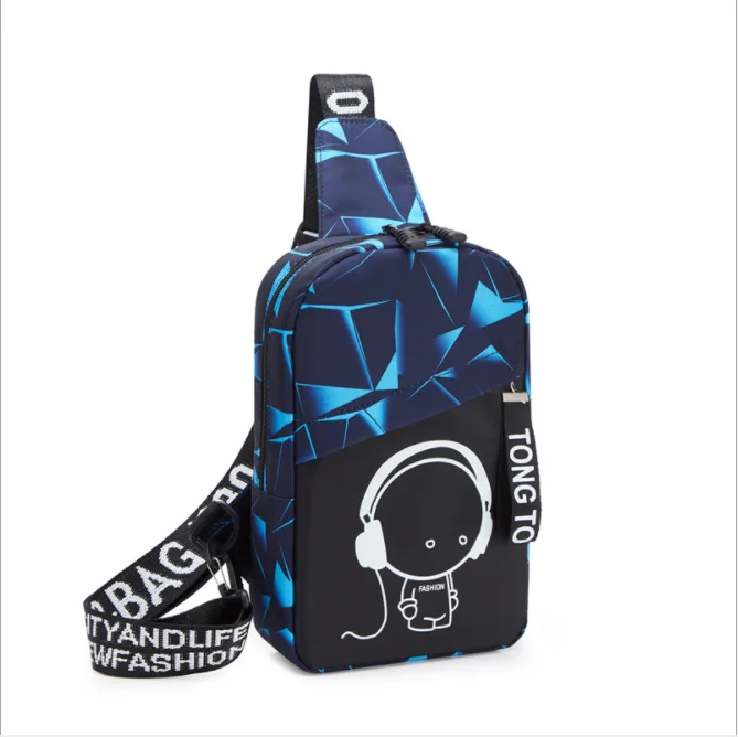 Blue triangle Anti Theft Luminous small crossbody bags for women messenger bags men casual sling chest bag waterproof travel shoulder bag pack - Цвет: Blue triangle