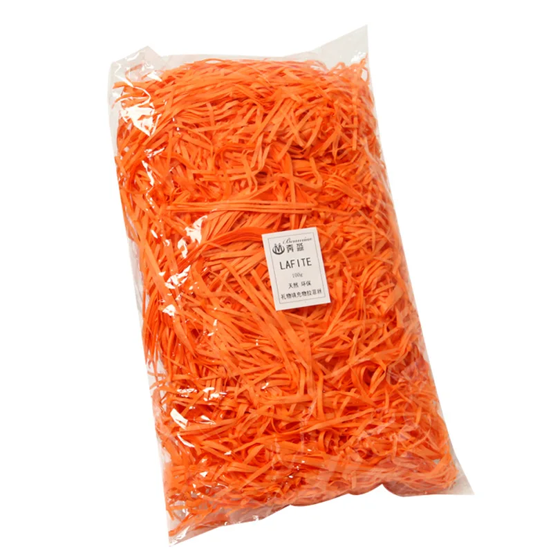 orange 100 г/упак. многоцветная измельченная мятая бумага конфетти Подарочная коробка корзина наполнитель Лафит измельченная бумажная упаковка для свадебной вечеринки измельченная ткань - Цвет: orange