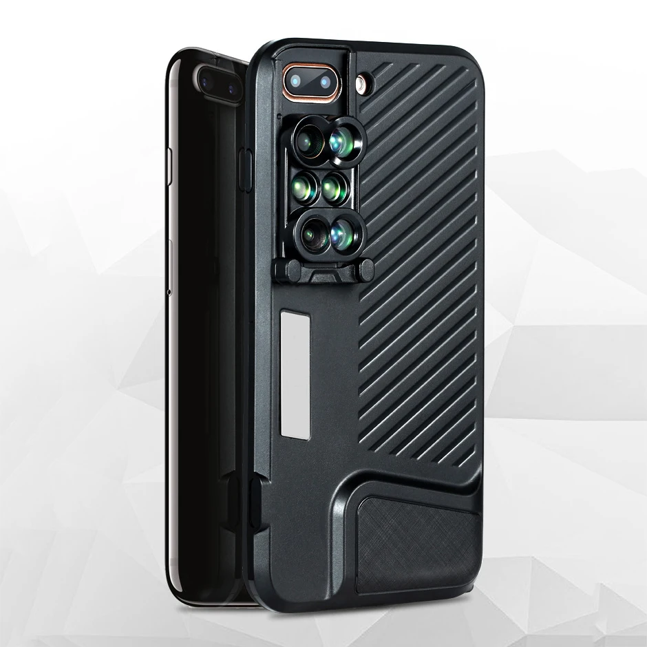 

Optic High Quality 6 in 1 Phone Lens 2X telephoto Wide angle Lens 10X 20X Macro Fisheye lenses Phone Case For iPhone X 7/8 Plus