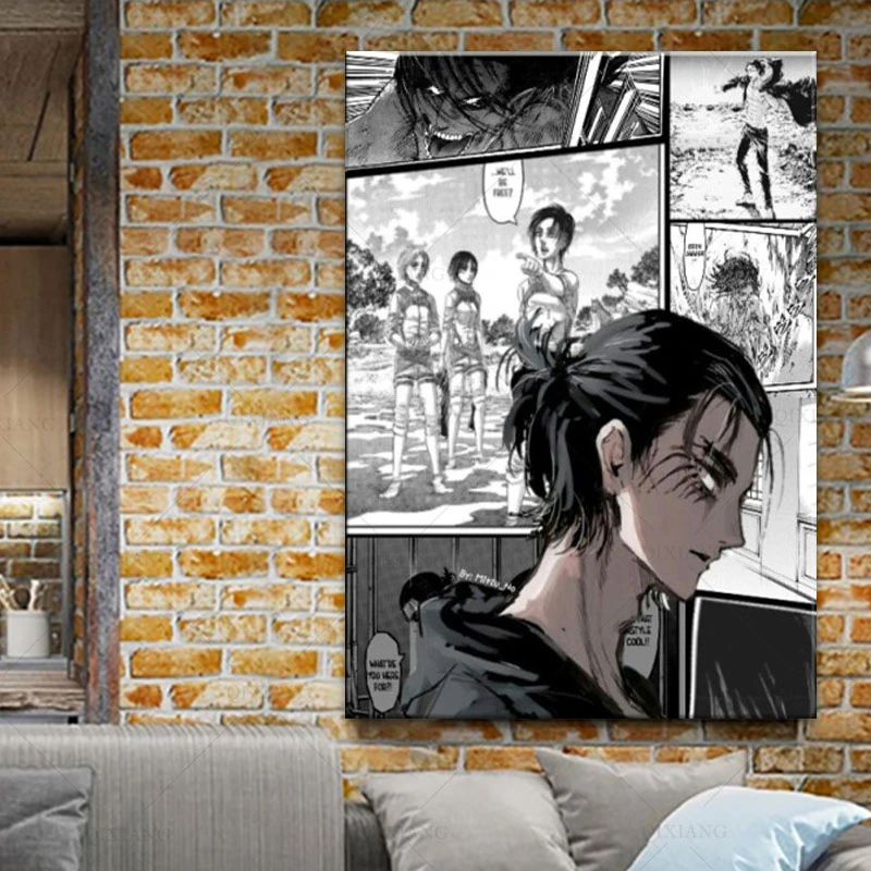 Eren Jaeger Long Hair Attack On Titan Season 4 Manga Canvas Painting Posters And Prints Pictures Home Decor Study Wall Art Painting Calligraphy Aliexpress