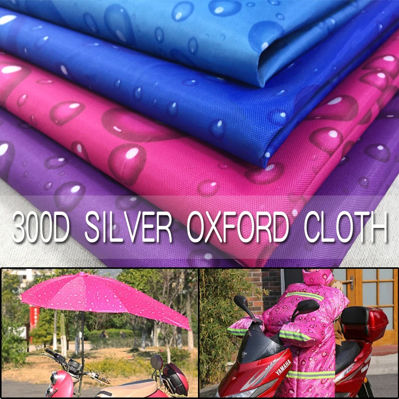 Size 1.5m*1m Water Droplets Printing 300D Uv Silver Coated Oxford