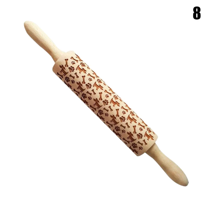 Christmas Embossing Rolling Pin Cookie Dough Stick Fondant Tool Baking Noodle Roller TB Sale