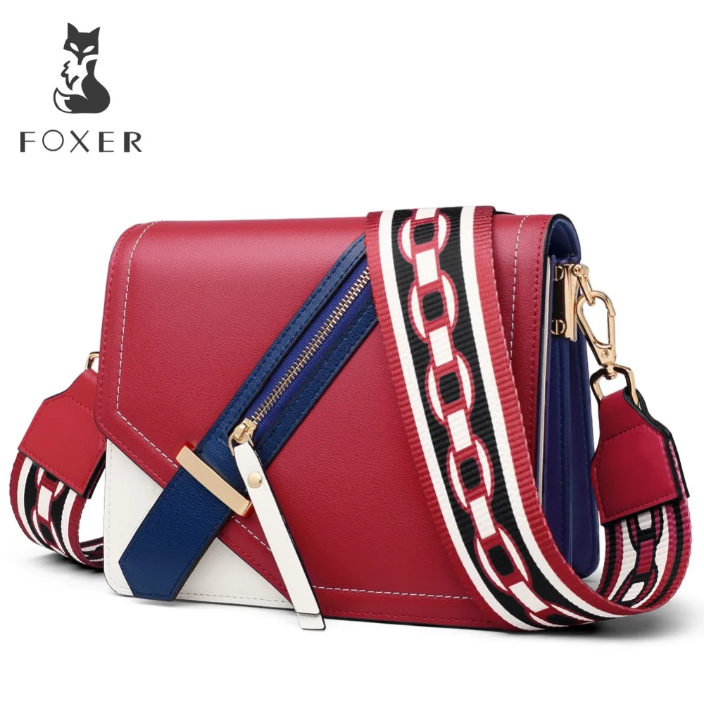 FOXER бренд дизайн женская элегантная Корейская версия сумка на плечо и сумки-мессенджеры женская сумка через плечо цветная застежка с клапаном